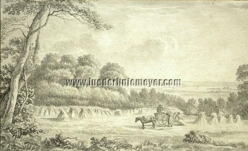 Dutch School - Landscape with the Three Peasants loading Crop