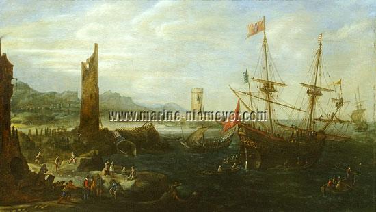 Andries van Eertvelt, Entrance of the Port of Genoa with Papal Galleon