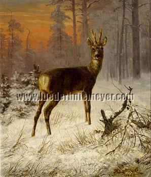 Siegwald Johannes Dahl, Roebuck in Winter Forest