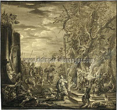 Johann Elias Ridinger, Alexander the Great at the Hyphasis in the Punjab, India, in Autumn 326 B.C.