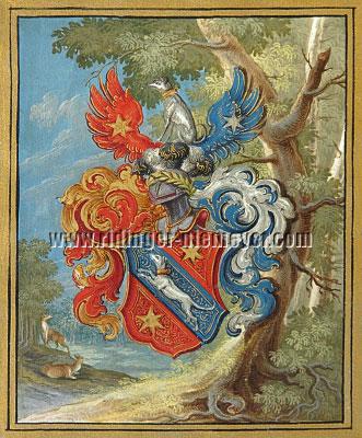 Ludwig Bartholomäus von Herttenstein, Grant of Arms for Johann Elias Ridinger
